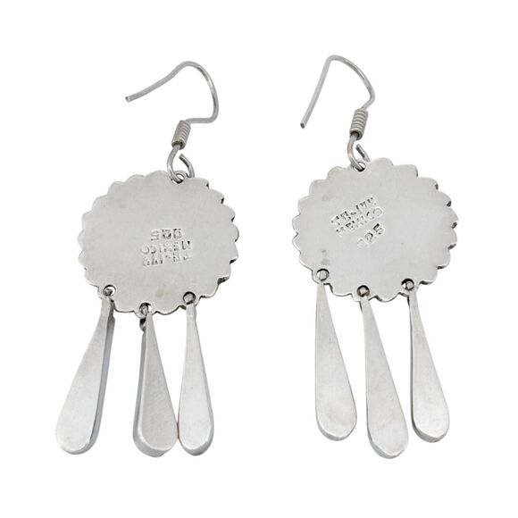 Vintage Mexico Taxco TC-174 Sterling Silver 925 Turquoise Inlay Dangle Earrings - Picture 3 of 6